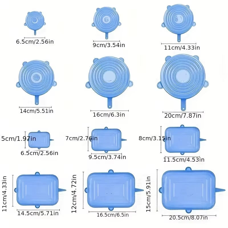 6Pcs/Set Silicone Stretch Lids, Reusable Durable Food Storage Lids for Bowls, Silicone Lids