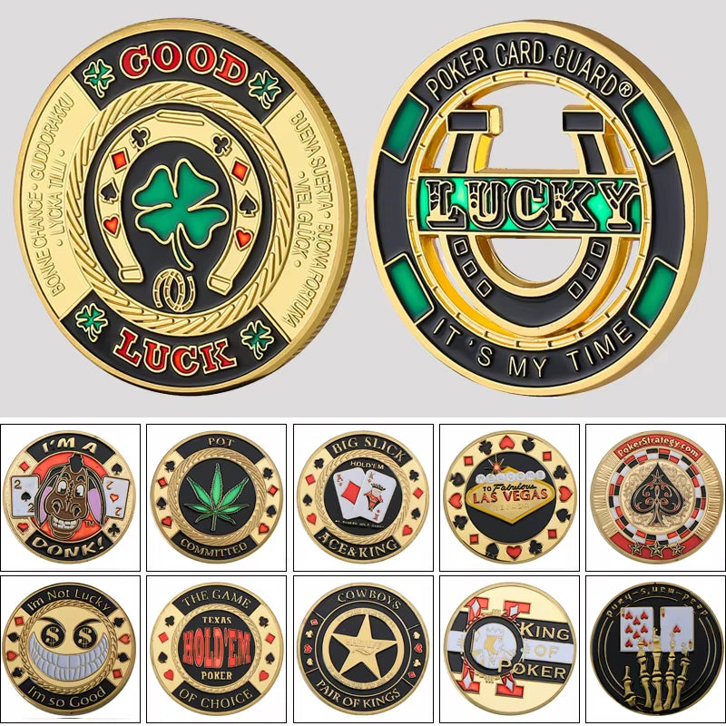 Metal Poker Card Guard Protector Poker Cards Metal Souvenir Chips Casino Dealer Coin Poker Game Hold'Em Accessories Lucky Item