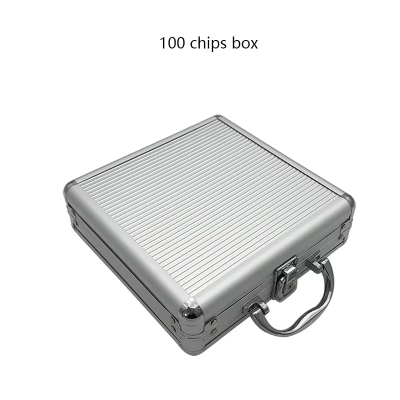 High Quality Portable 100/300 Suitcase Poker Chips Box Non-Slip Mat Aluminum Suitcase Texas Playing Card Chips Box