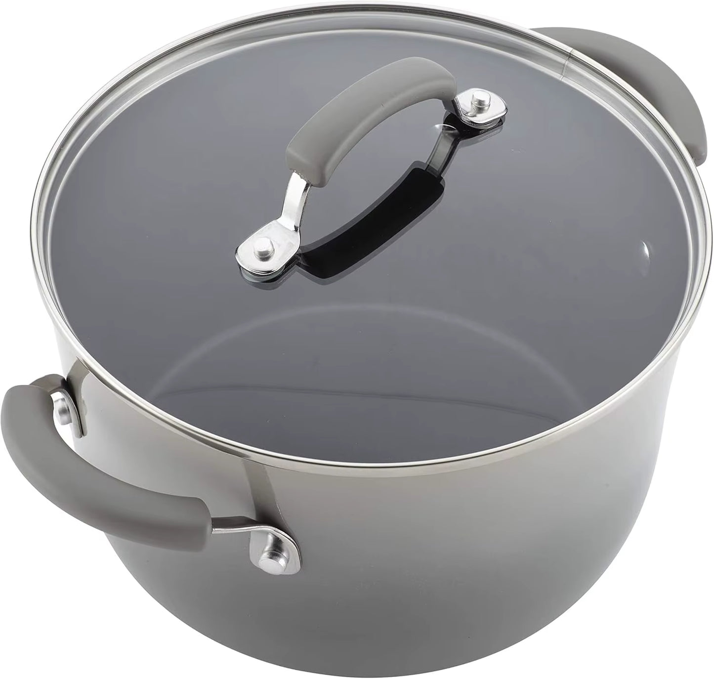 Brights Nonstick Cookware Pots and Pans Set, 14 Piece, Sea Salt Gray
