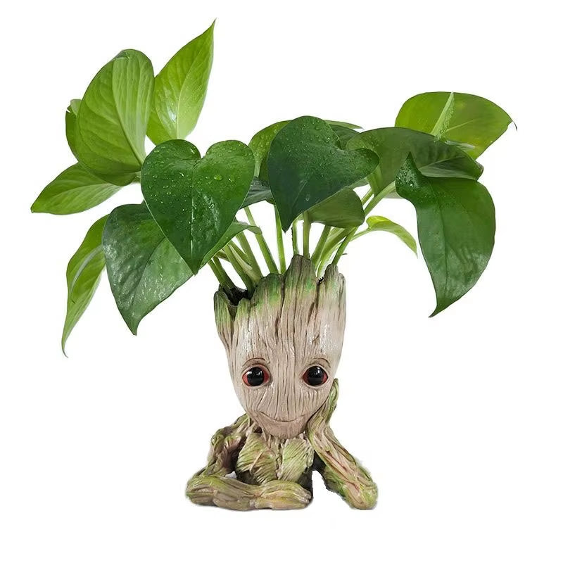Home Decor Groot Sculpture Anime Figure Figurine Hero Statue Tree Man Ornaments Flower Pots Home Garden Home Office Pen Holder