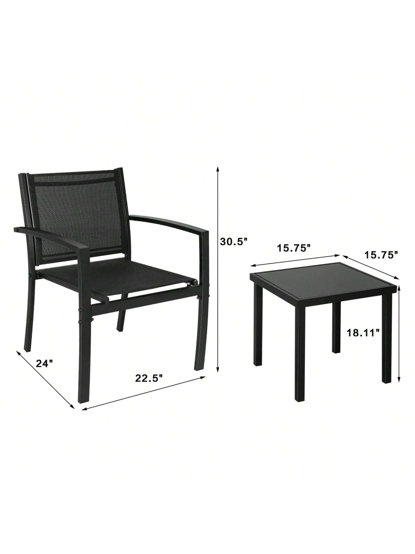 Flamaker 4 Pieces Patio Furniture Outdoor Furniture Outdoor Patio Furniture Set Textilene Bistro Set Modern Conversation Set Black Bistro Set with Loveseat Tea Table