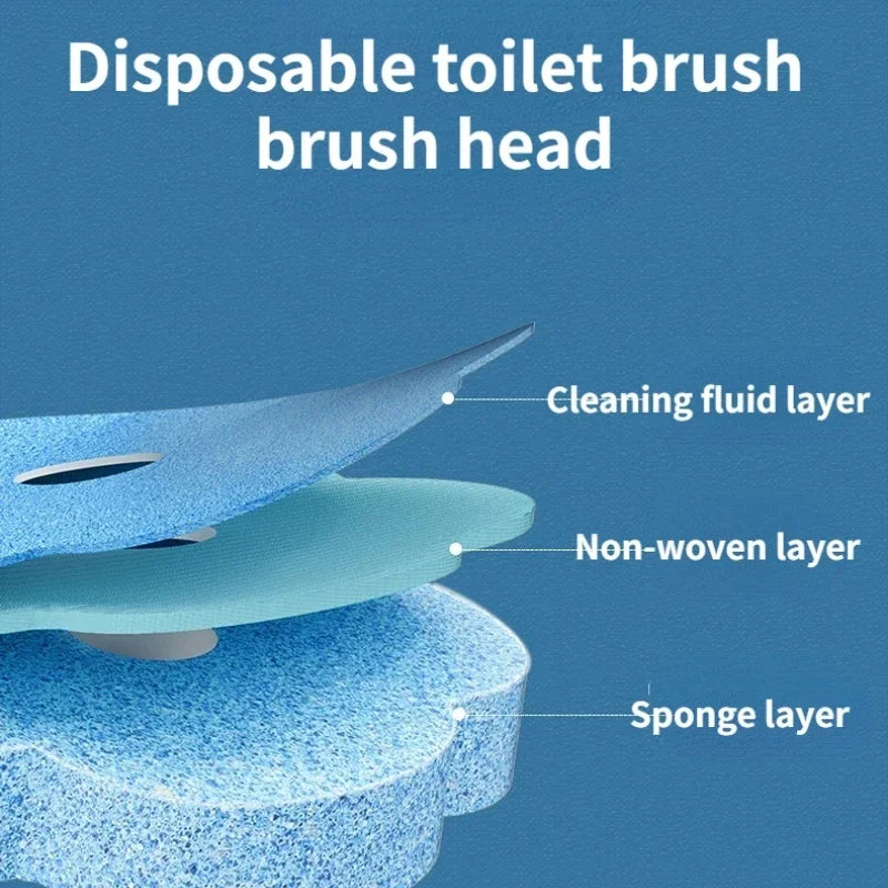 Wall-Mounted Disposable Toilet Brush with Cleaning Liquid Bathroom Cleaning Disposable Brush Head Household Cleaning Tools