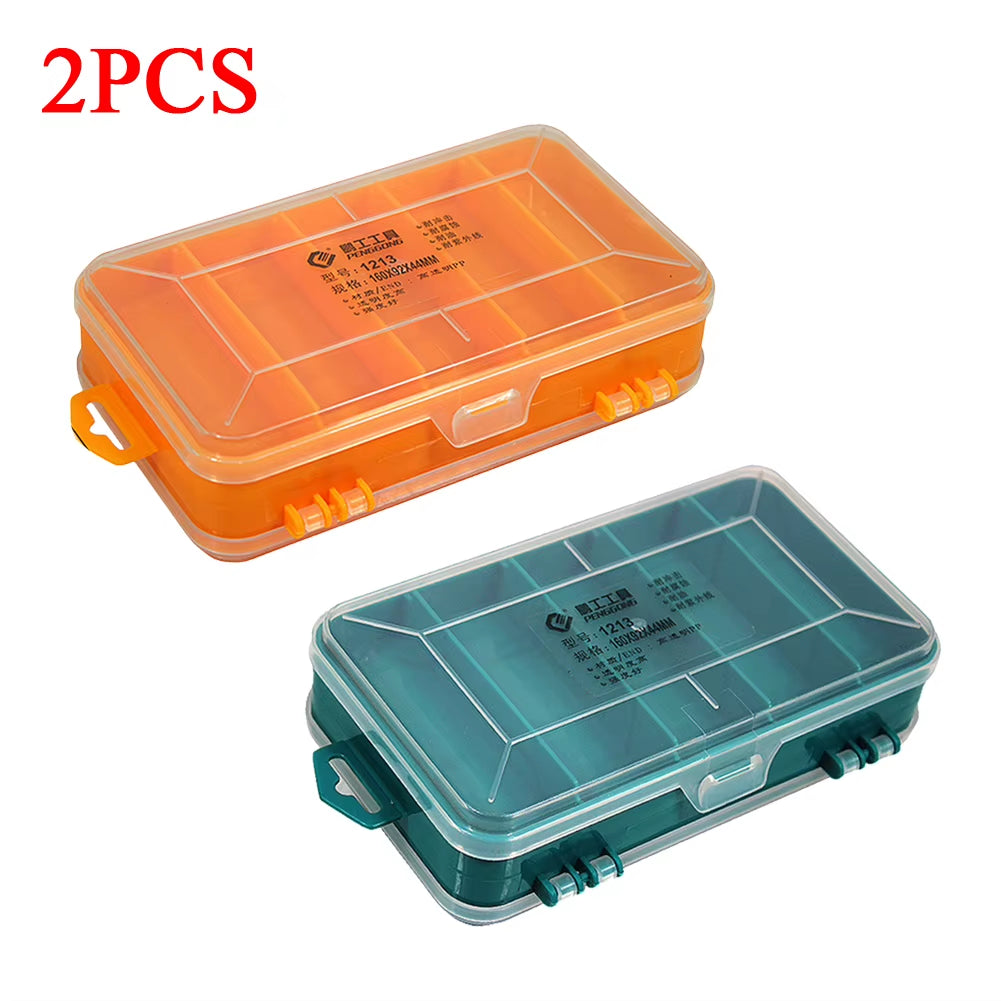 Double-Side Hardware Organizer Box Multifunctional Plastic Tool Organizer Compartment for Nuts Bolts Screws Nails Small Hardware