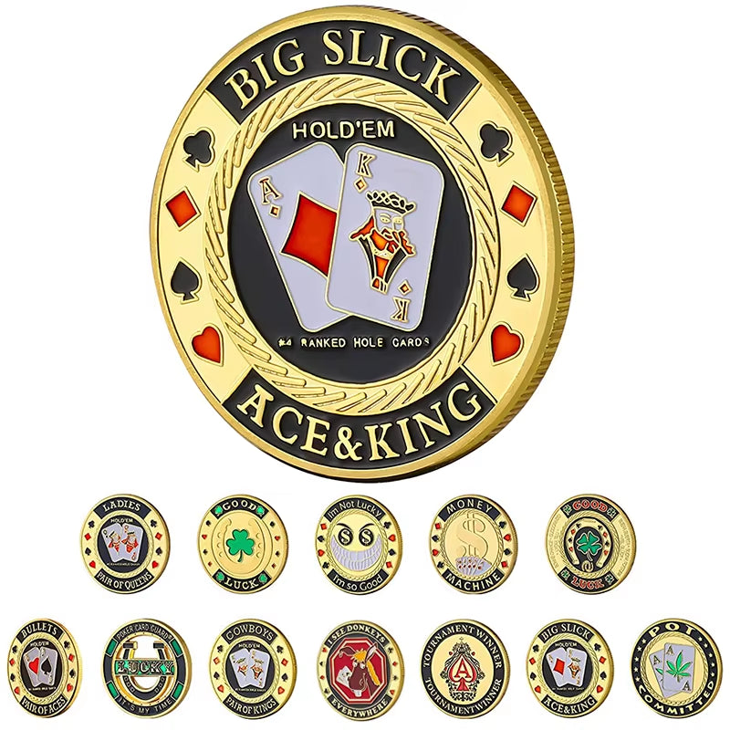 Metal Poker Card Guard Protector Poker Cards Metal Souvenir Chips Casino Dealer Coin Poker Game Hold'Em Accessories Lucky Item