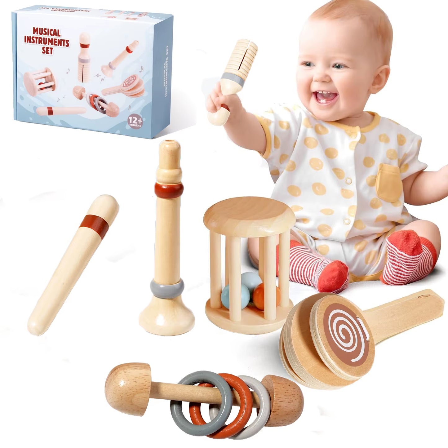 Baby Musical Toys Montessori Toys Wooden Percussion Instruments Set Oddler Music Toys Preschool Educational Birthday Gift