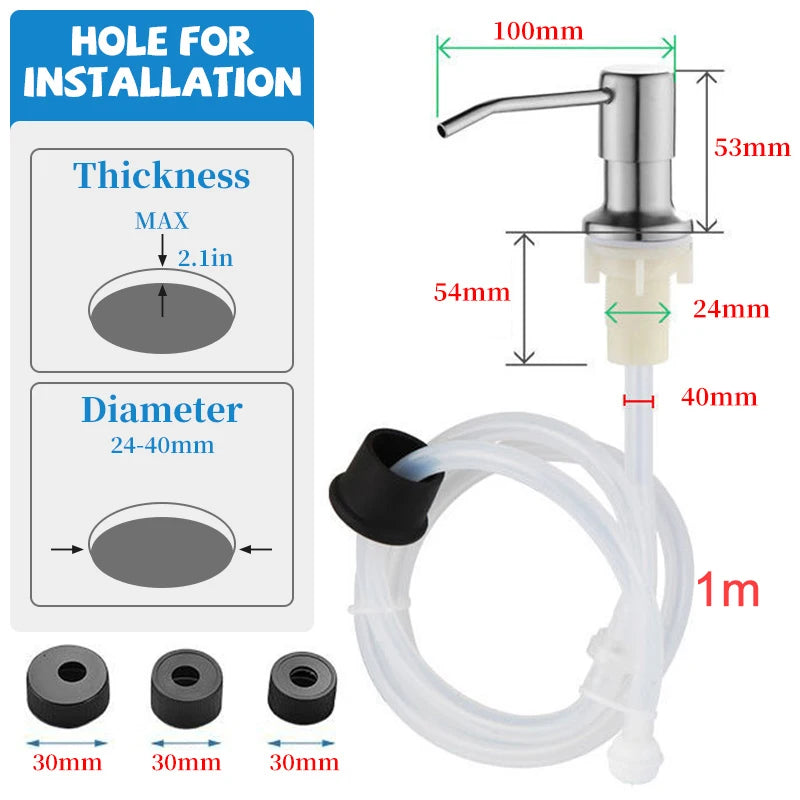 2PCS Stainless Steel Liquid Soap Dispenser Pump Kitchen Sink Hand Pressure Liquid Dispenser Kitchen Hardware Accessories