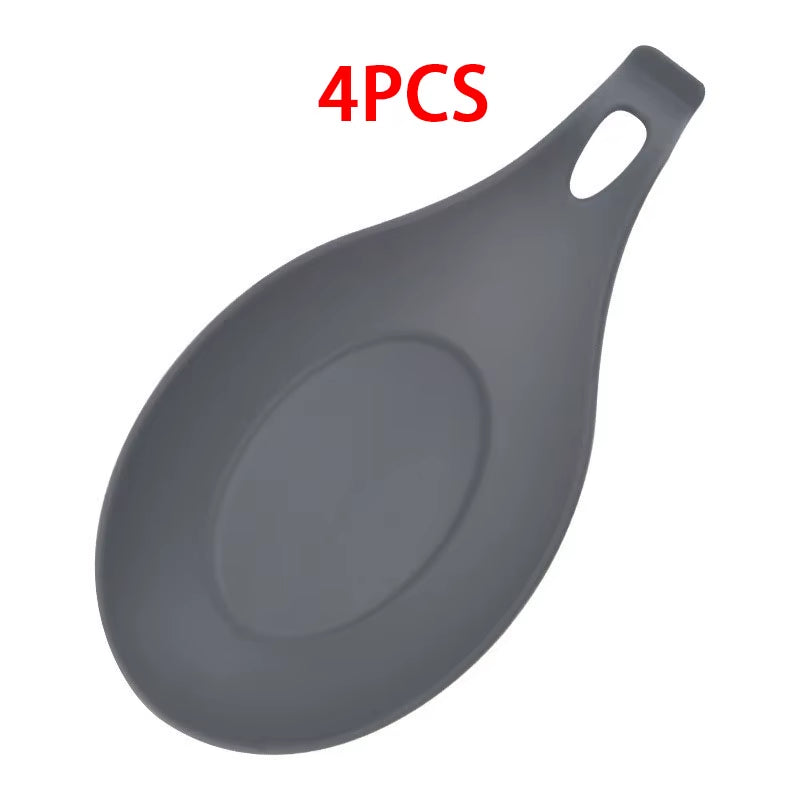 2/4PCS Silicone Spoon Rest Spatula Holder Insulation Spoon Shelf Kitchen Utensils Placemat Tray for Home Kitchen Accessories