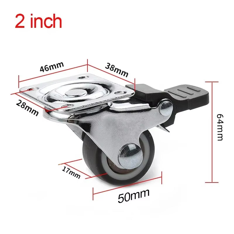 4PCS Furniture Caster 1/2 Inches Soft Rubber Universal Wheel Swivel Caster Roller Wheel for Platform Trolley Accessory Furniture