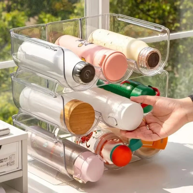 Water Bottle Holder,Kitchen Storage Organization and Storage,Stackable Cup Holder, Suitable for Cabinets, Plastic Refrigerator