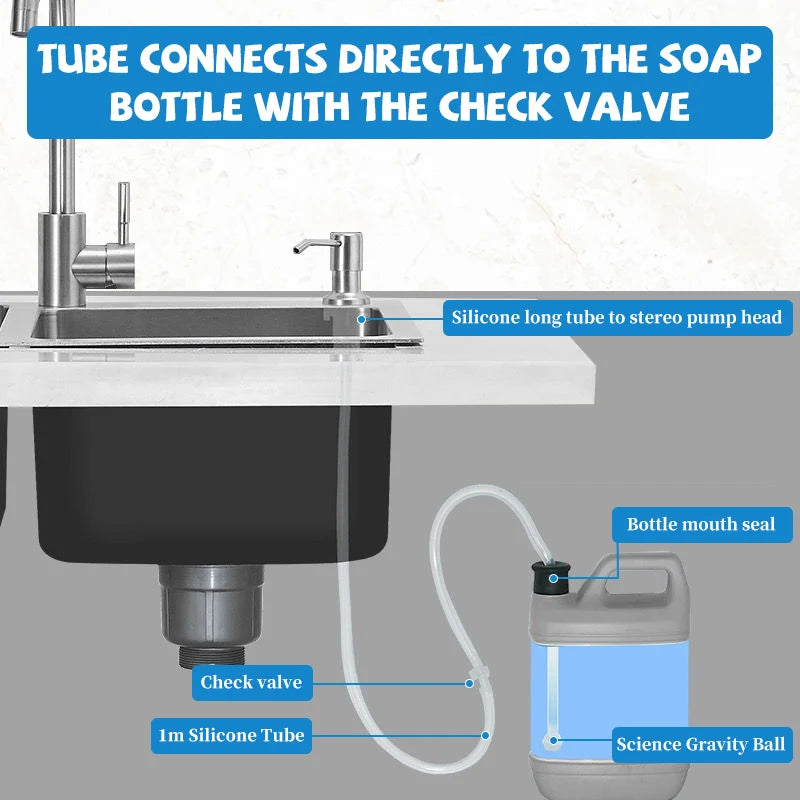 2PCS Stainless Steel Liquid Soap Dispenser Pump Kitchen Sink Hand Pressure Liquid Dispenser Kitchen Hardware Accessories