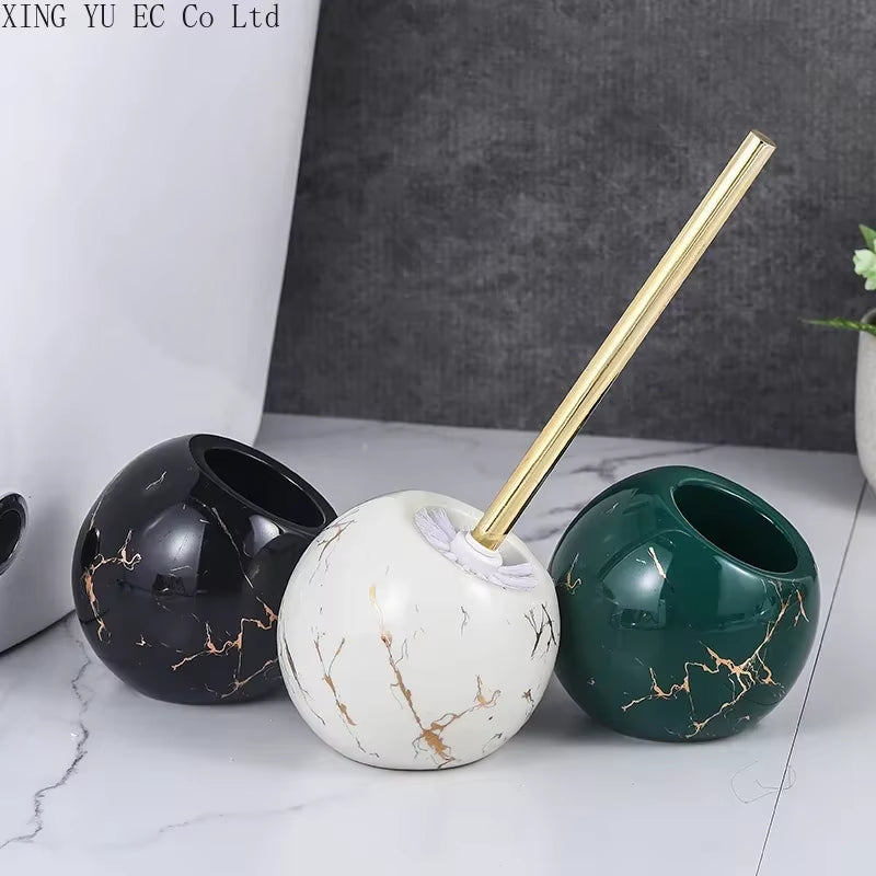 Household Cleaning Tool Toilet Brush Ceramic Marble Base Cleaning Brush Holder Bathroom Accessories Cleaning Tool Toilet Brush