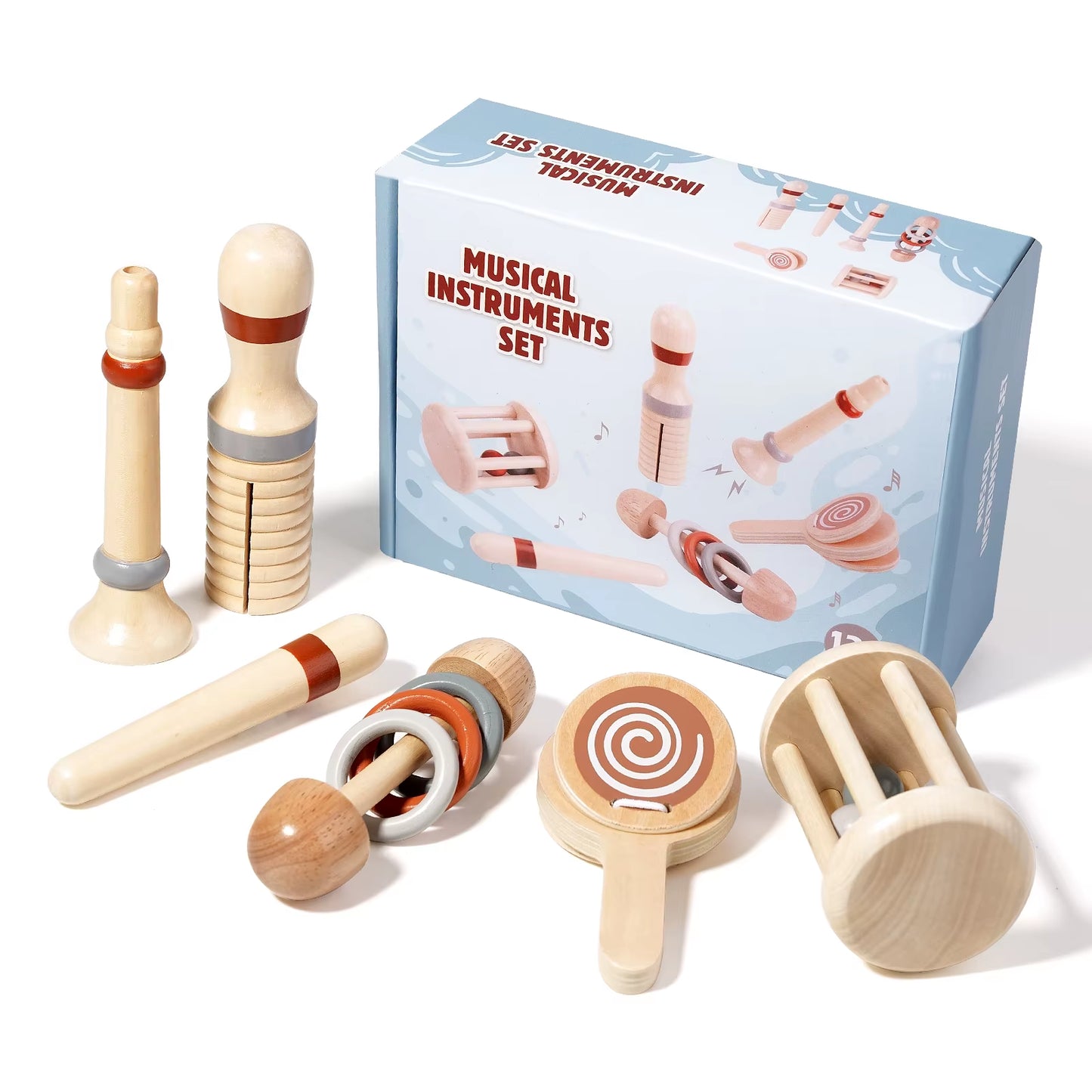 Baby Musical Toys Montessori Toys Wooden Percussion Instruments Set Oddler Music Toys Preschool Educational Birthday Gift