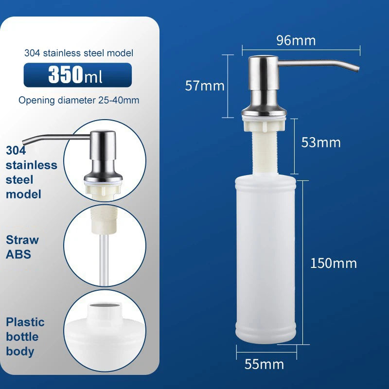 2PCS Stainless Steel Liquid Soap Dispenser Pump Kitchen Sink Hand Pressure Liquid Dispenser Kitchen Hardware Accessories