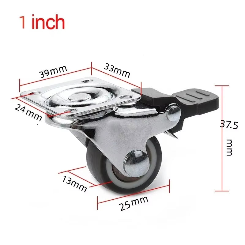 4PCS Furniture Caster 1/2 Inches Soft Rubber Universal Wheel Swivel Caster Roller Wheel for Platform Trolley Accessory Furniture