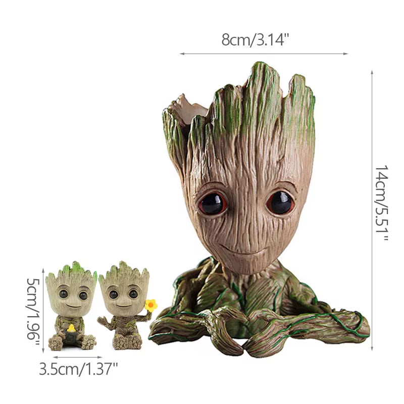 Home Decor Groot Sculpture Anime Figure Figurine Hero Statue Tree Man Ornaments Flower Pots Home Garden Home Office Pen Holder