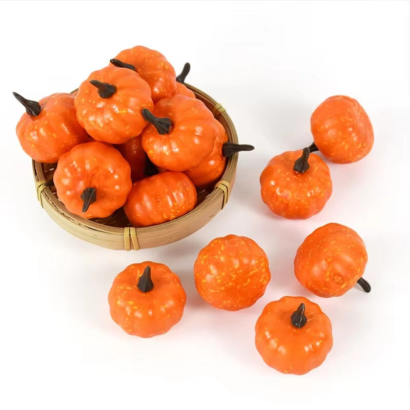 Thanksgiving Simulation Pumpkin Pumpkin Halloween Pumpkin Wreath Decoration Accessories 12Pcs Height 5.2Cm Diameter 4.2Cm