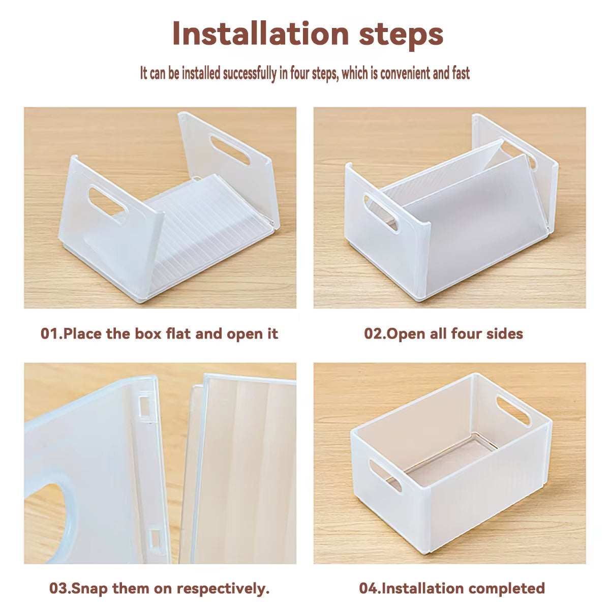 Foldable Cabinet Storage Organization Pull-Out Plastic Storage Box with Handle Large Capacity Storage Case Kitchen Organizer 
