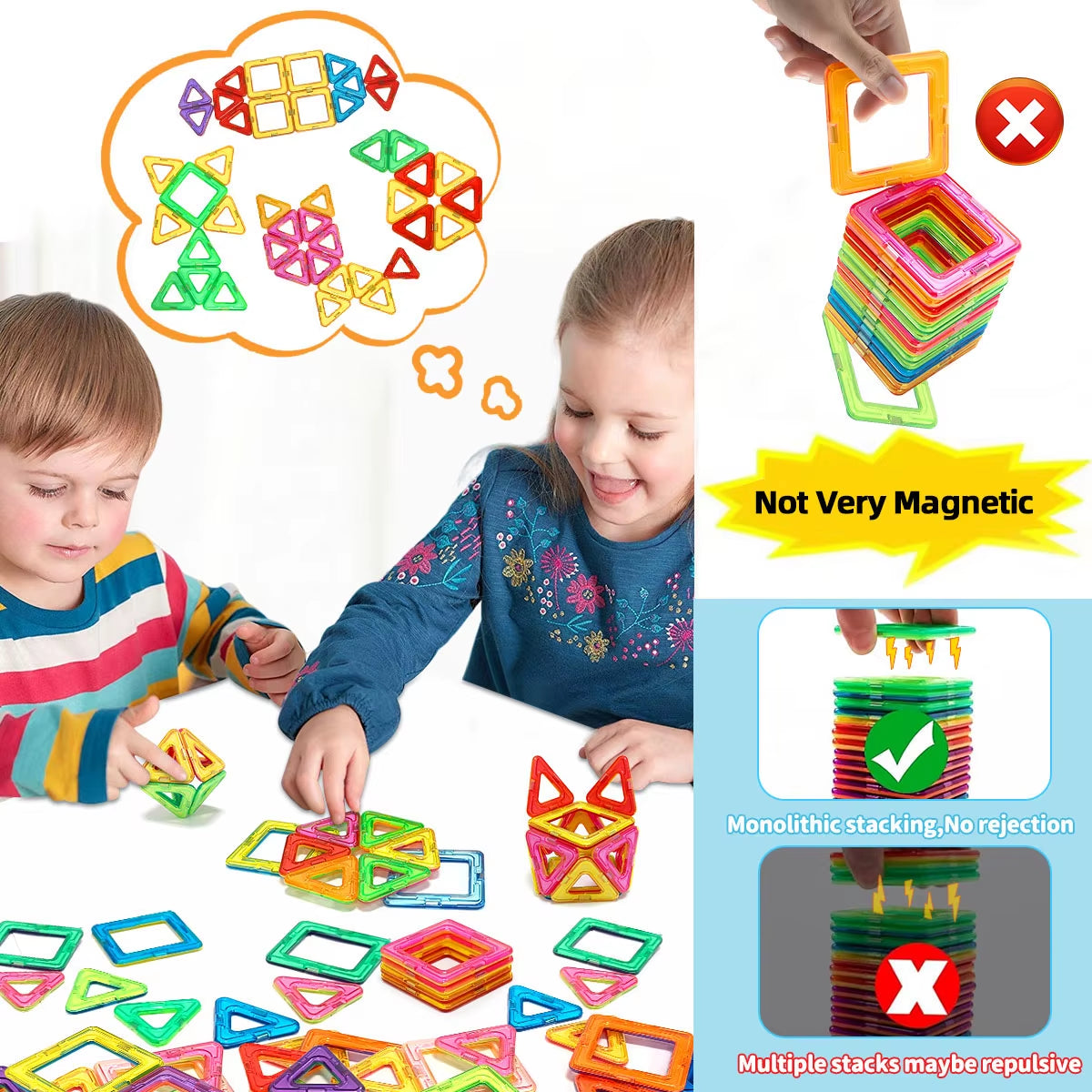 Magnetic Building Blocks DIY Magnets Toys Medium Size STEM Toys Construction Toys Learning Educational Magnet Toys
