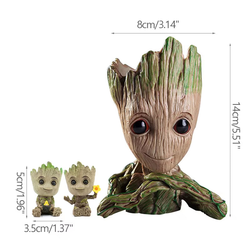 Home Decor Groot Sculpture Anime Figure Figurine Hero Statue Tree Man Ornaments Flower Pots Home Garden Home Office Pen Holder