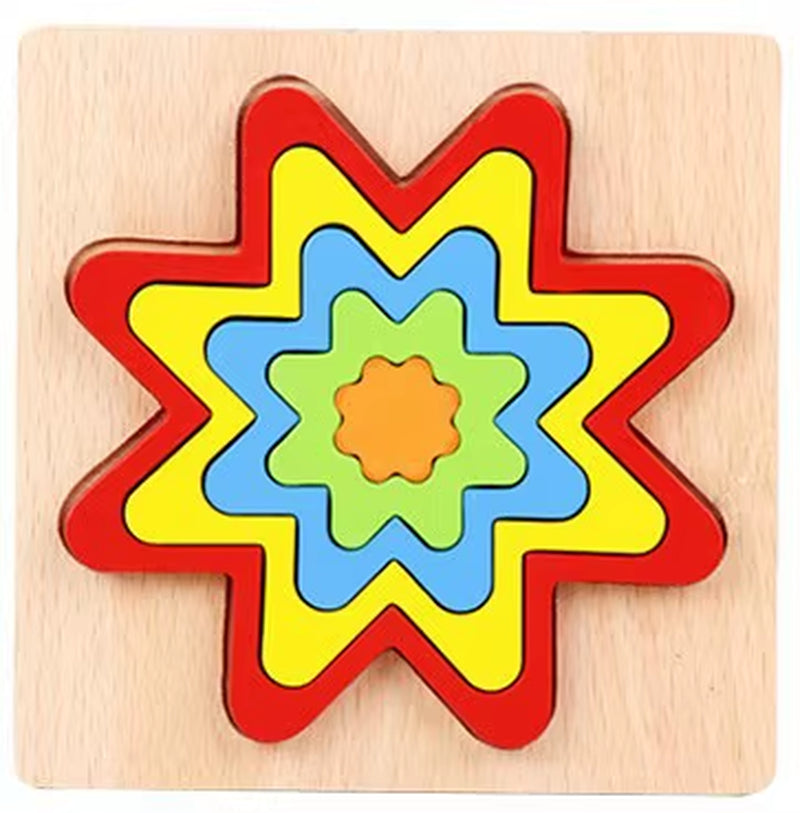 Stacking Puzzle Game Blocks Educational Toy for Kids Montessori Wooden Shape Sorting Puzzle Sensory Toys Developmental 1 2 3 4 Y