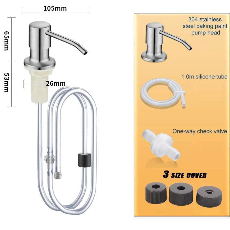 2PCS Stainless Steel Liquid Soap Dispenser Pump Kitchen Sink Hand Pressure Liquid Dispenser Kitchen Hardware Accessories