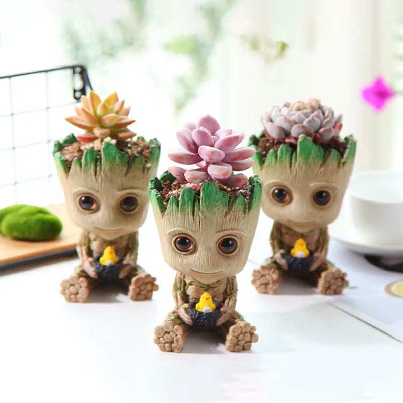 Home Decor Groot Sculpture Anime Figure Figurine Hero Statue Tree Man Ornaments Flower Pots Home Garden Home Office Pen Holder