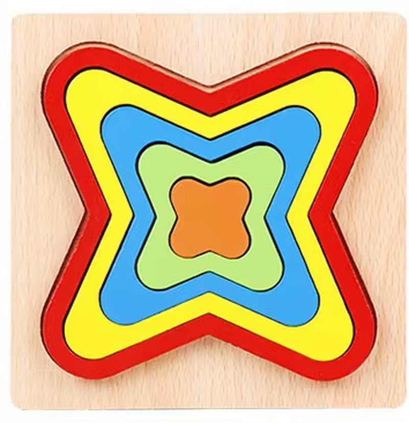 Stacking Puzzle Game Blocks Educational Toy for Kids Montessori Wooden Shape Sorting Puzzle Sensory Toys Developmental 1 2 3 4 Y