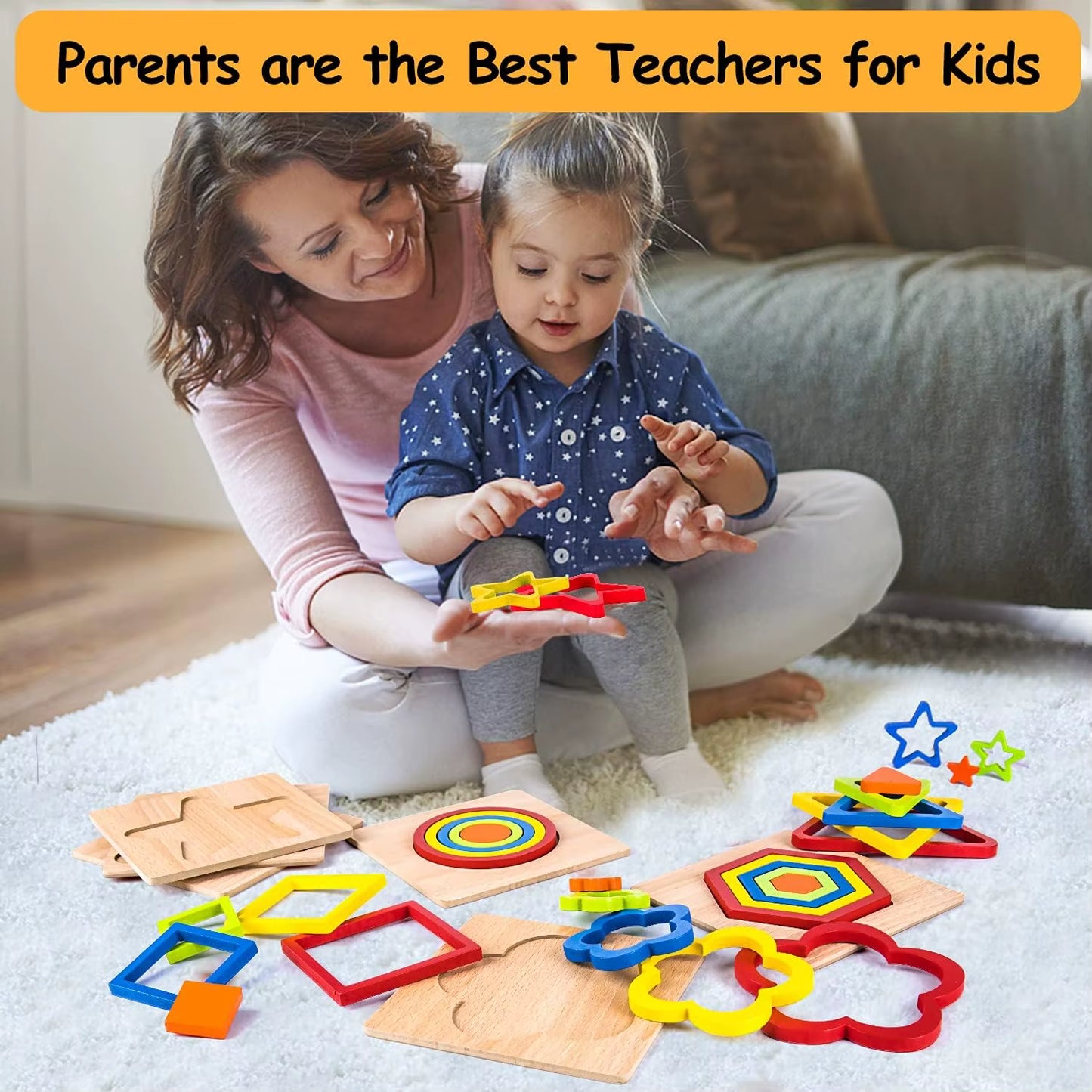 Stacking Puzzle Game Blocks Educational Toy for Kids Montessori Wooden Shape Sorting Puzzle Sensory Toys Developmental 1 2 3 4 Y