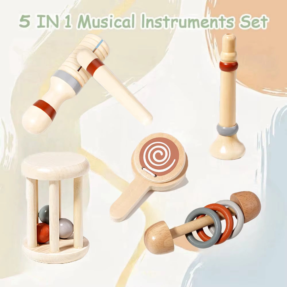 Baby Musical Toys Montessori Toys Wooden Percussion Instruments Set Oddler Music Toys Preschool Educational Birthday Gift
