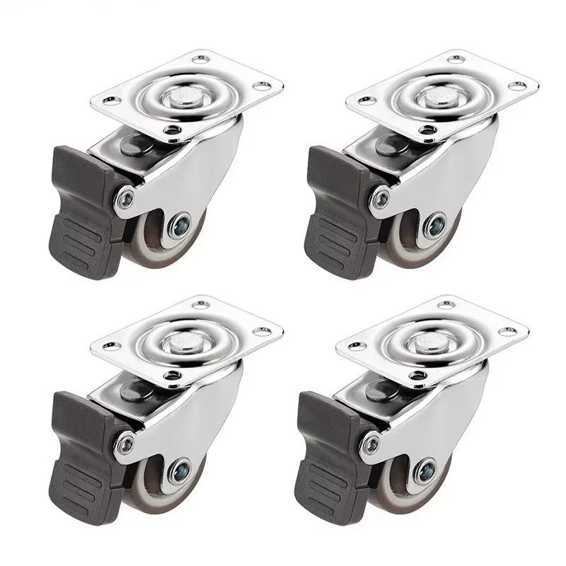 4PCS Furniture Caster 1/2 Inches Soft Rubber Universal Wheel Swivel Caster Roller Wheel for Platform Trolley Accessory Furniture