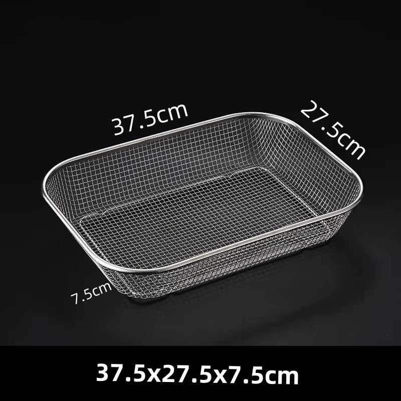 Square Thick Stainless Steel Rectangle Vegetable Fruit Washing Kitchen Utensil Colander Kitchen Sink Wash Basket for the Kitchen