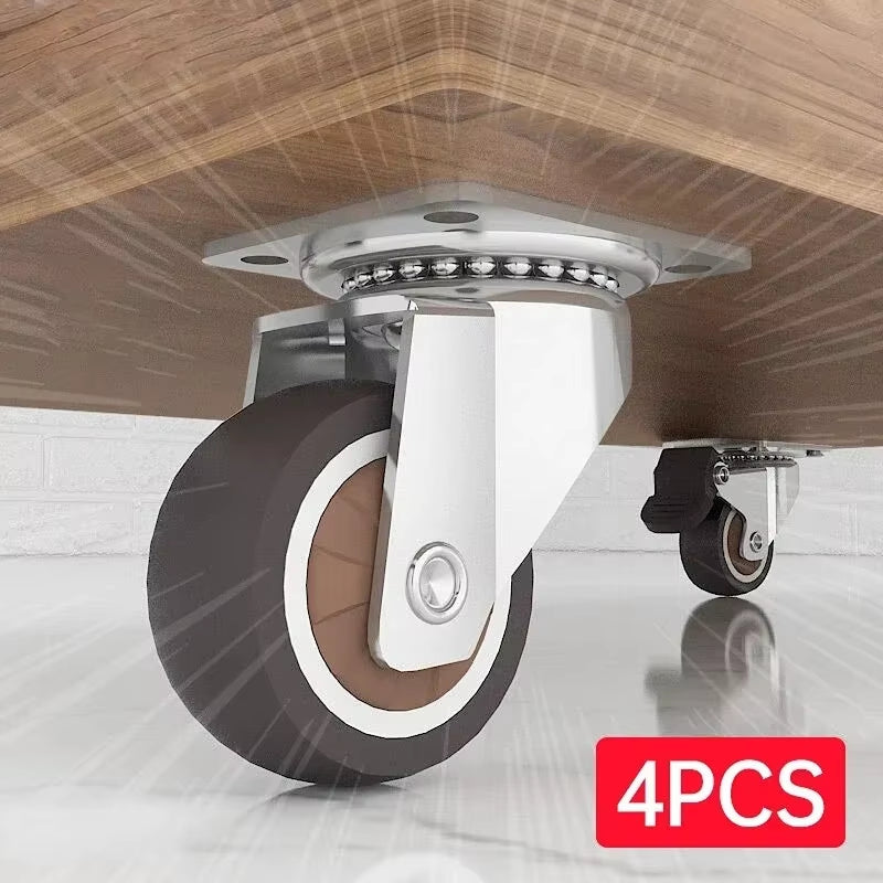 4PCS Furniture Caster 1/2 Inches Soft Rubber Universal Wheel Swivel Caster Roller Wheel for Platform Trolley Accessory Furniture