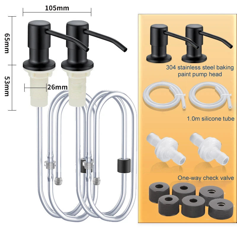 2PCS Stainless Steel Liquid Soap Dispenser Pump Kitchen Sink Hand Pressure Liquid Dispenser Kitchen Hardware Accessories