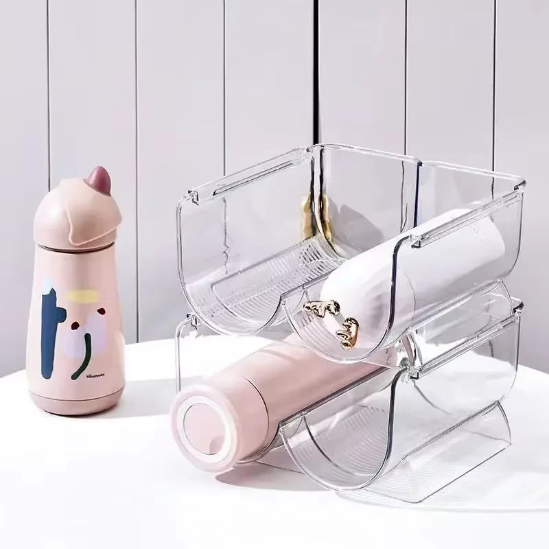 Water Bottle Holder,Kitchen Storage Organization and Storage,Stackable Cup Holder, Suitable for Cabinets, Plastic Refrigerator