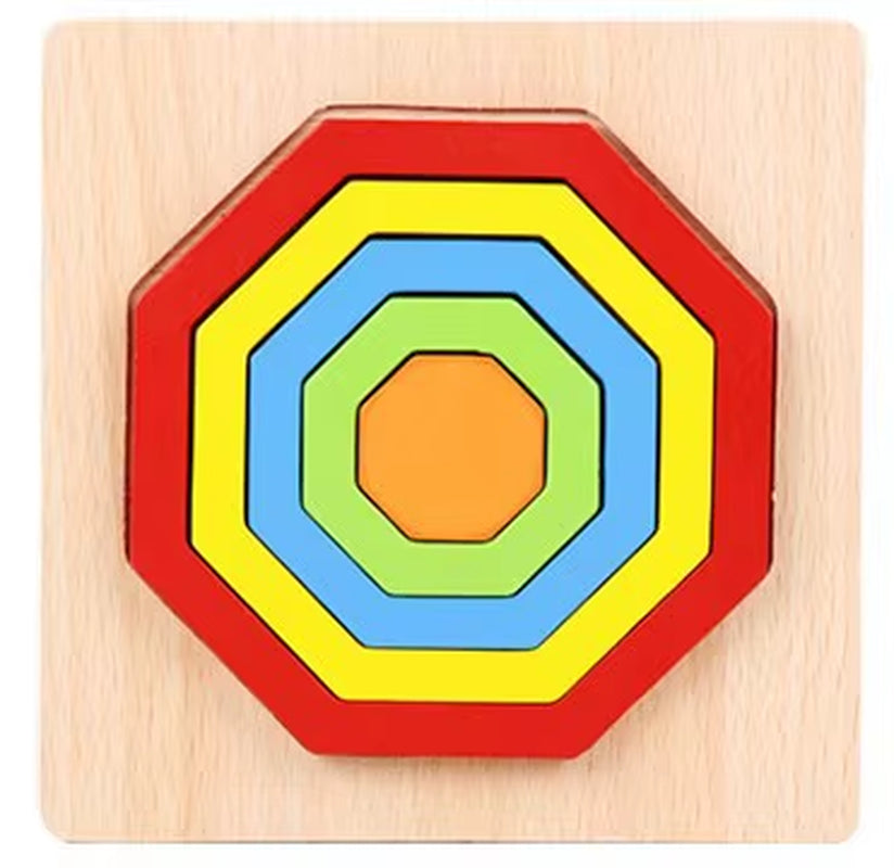 Stacking Puzzle Game Blocks Educational Toy for Kids Montessori Wooden Shape Sorting Puzzle Sensory Toys Developmental 1 2 3 4 Y