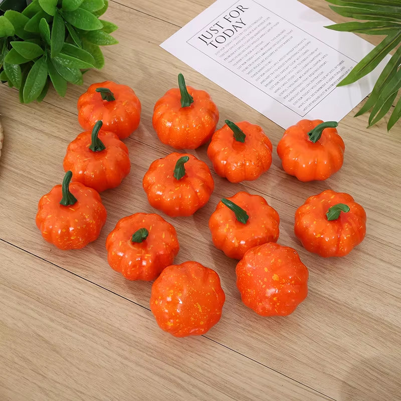 Thanksgiving Simulation Pumpkin Pumpkin Halloween Pumpkin Wreath Decoration Accessories 12Pcs Height 5.2Cm Diameter 4.2Cm