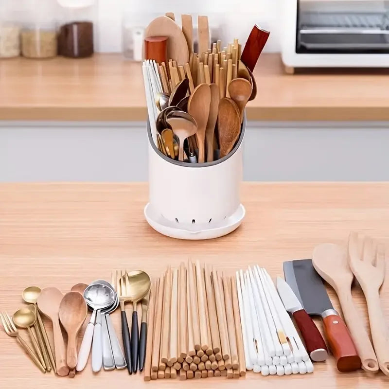 1Pc Kitchen Storage Chopsticks Tube with Drain Plate Tableware Storage Holder Home Kitchen Organizer Rack Chopstick Drain Box