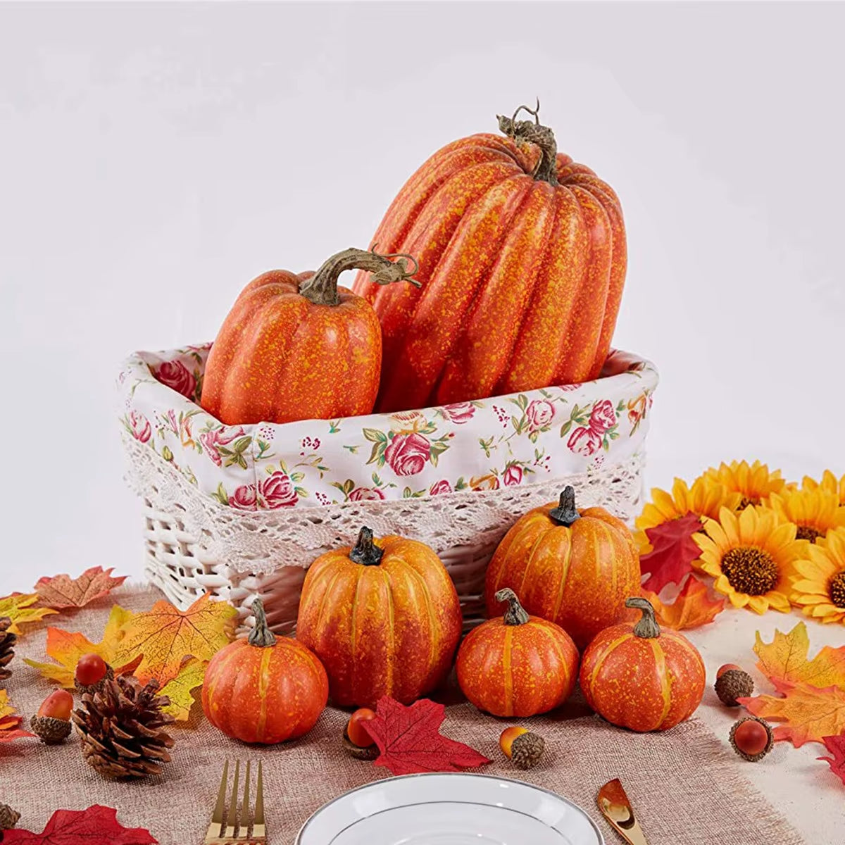 Artificial Pumpkins Assorted Fake Simulation Pumpkin for Halloween Thanksgiving Party Home Decoration DIY Halloween Props