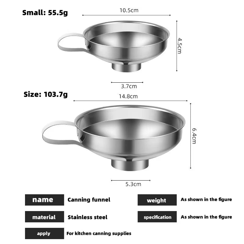 Stainless Steel Wide Mouth Funnel Canning Funnel Cup Jam Salad Dressing Hopper Filter for Jar Canned Filteroil Wine Water Spices
