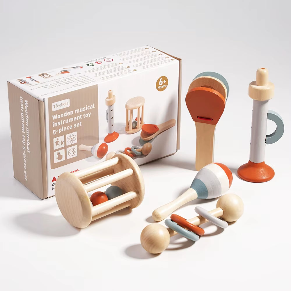 Baby Musical Toys Montessori Toys Wooden Percussion Instruments Set Oddler Music Toys Preschool Educational Birthday Gift