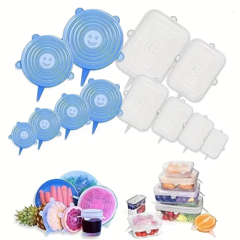 6Pcs/Set Silicone Stretch Lids, Reusable Durable Food Storage Lids for Bowls, Silicone Lids