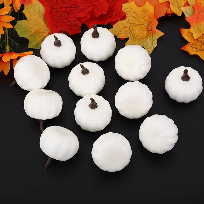 Thanksgiving Simulation Pumpkin Pumpkin Halloween Pumpkin Wreath Decoration Accessories 12Pcs Height 5.2Cm Diameter 4.2Cm
