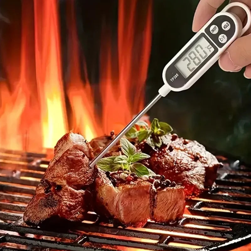 Food Thermometer Digital Real-Time Reading Meat and Beverage Thermometer with LCD Display and Probe Electronic Kitchen Thermomet
