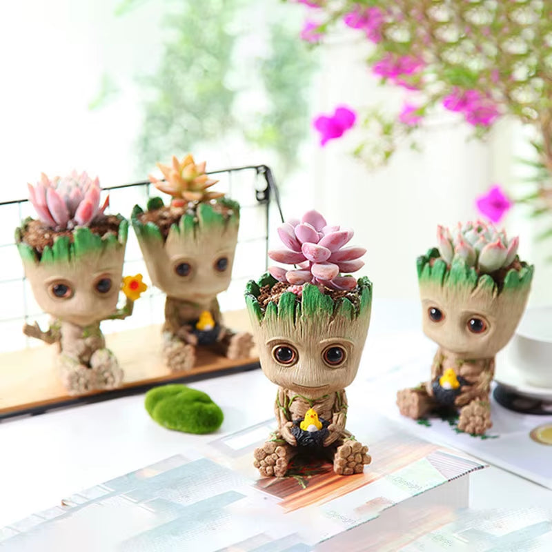 Home Decor Groot Sculpture Anime Figure Figurine Hero Statue Tree Man Ornaments Flower Pots Home Garden Home Office Pen Holder