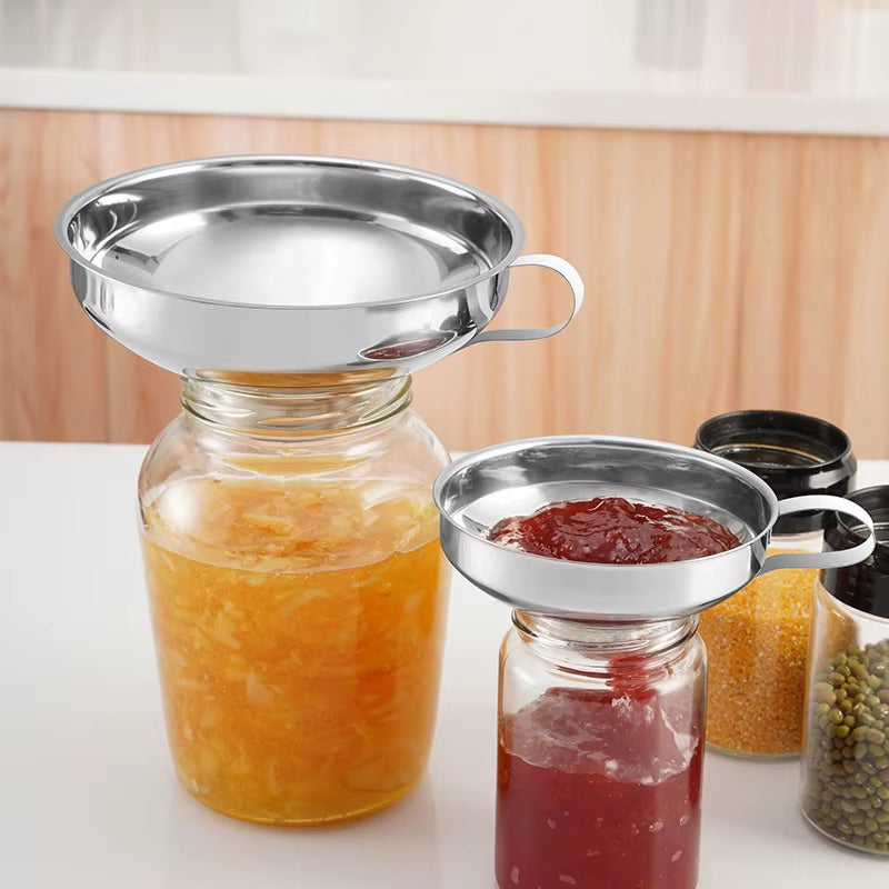 Stainless Steel Wide Mouth Funnel Canning Funnel Cup Jam Salad Dressing Hopper Filter for Jar Canned Filteroil Wine Water Spices