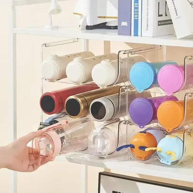 Water Bottle Holder,Kitchen Storage Organization and Storage,Stackable Cup Holder, Suitable for Cabinets, Plastic Refrigerator