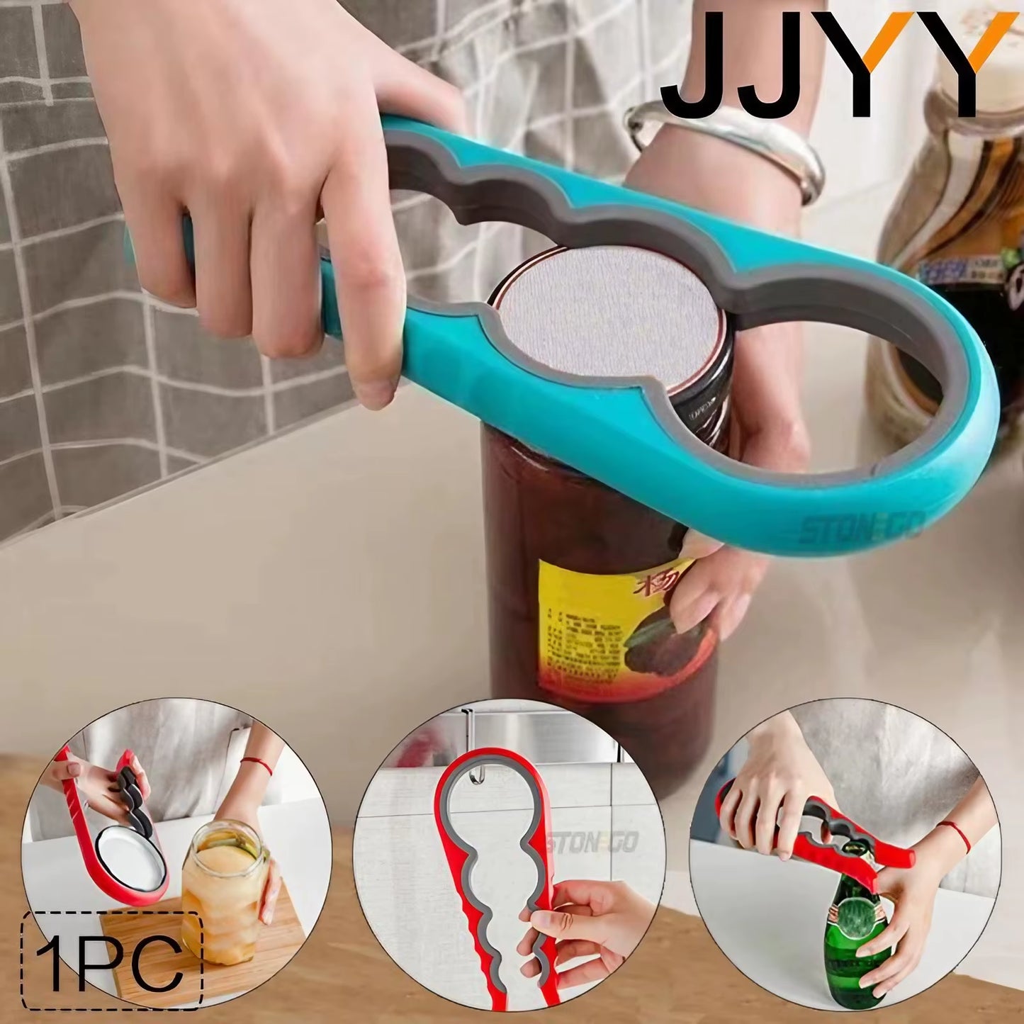 JJYY Multi-Functional Home Kitchen Can Opener Non-Slip Twist Bottle Opener Lid Opening Tool Kitchen Supplies