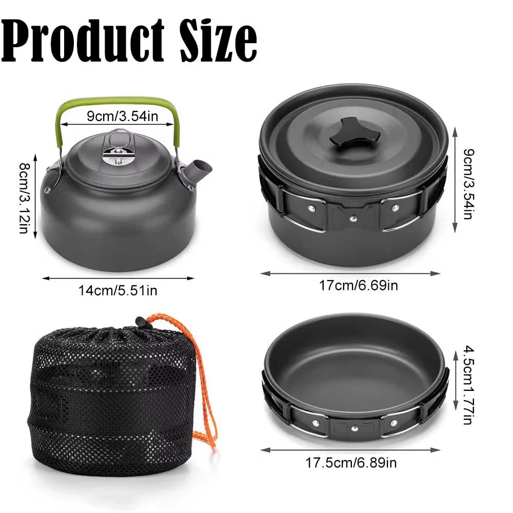 Outdoor Camping Cookware Portable Camping Equipment Outdoor Tableware Water Kettle Cookware Set Aluminum Alloy Material
