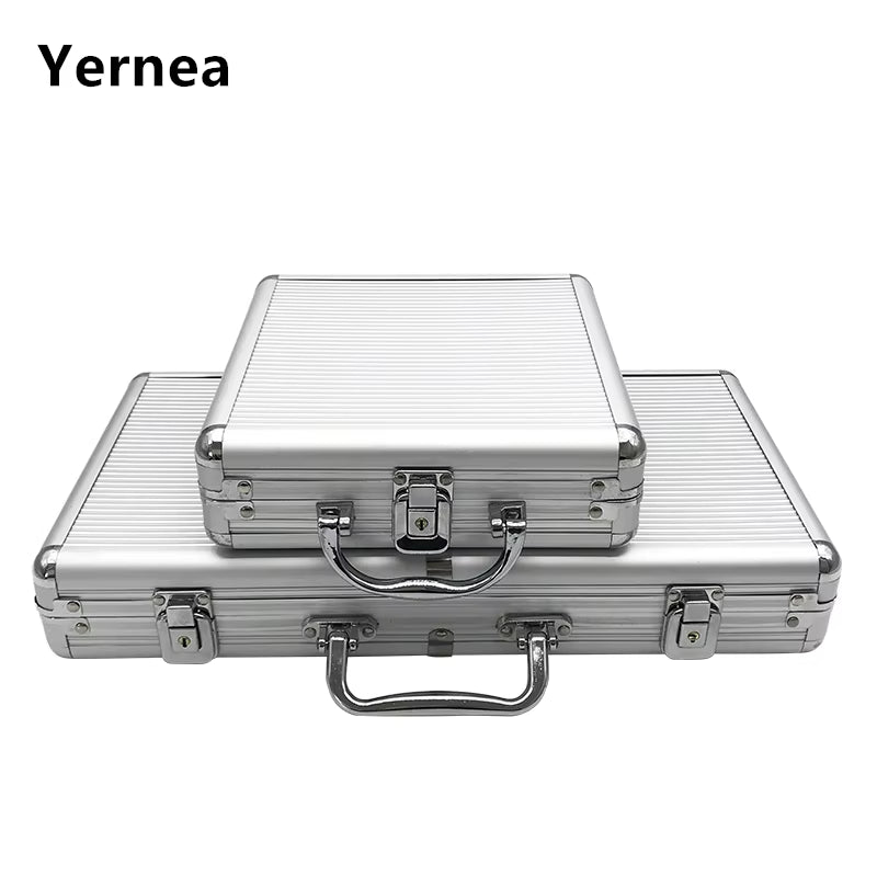 High Quality Portable 100/300 Suitcase Poker Chips Box Non-Slip Mat Aluminum Suitcase Texas Playing Card Chips Box